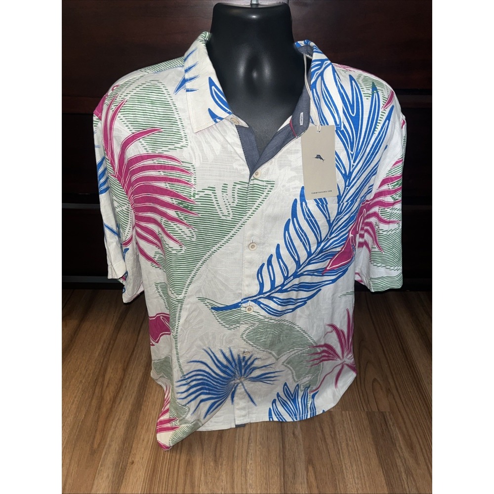 NWT Tommy Bahama Men's XXL Leaves Casual Button Up Shirt 100% Silk